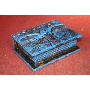 Skrin Buddha blå/guld 15x11x5,5cm